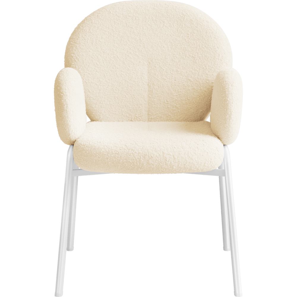 tectake Set of 6 Cream Boucle Padded Dining Chair Image 3