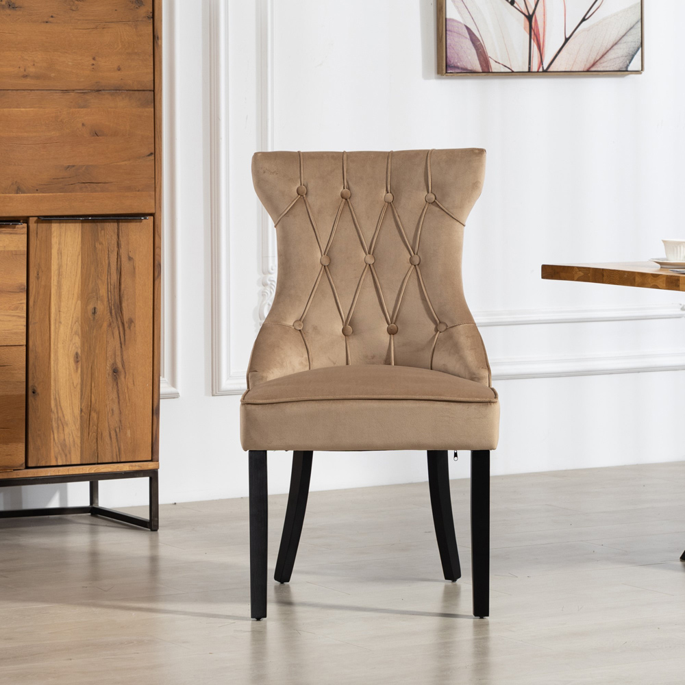 Artemis Home Genola Set of 2 Brown Velvet Fabric Dining Chair Image 2