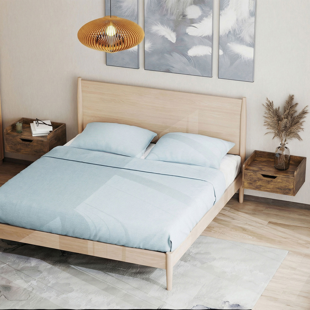 Portland Single Drawer Rustic Brown Floating Nightstand Set of 2 Image 7
