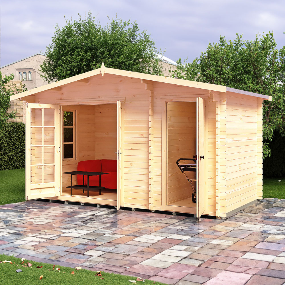 Shire Bourne 14 x 8ft Dual-Purpose Apex Garden Log Cabin with Integral Storage Image 4