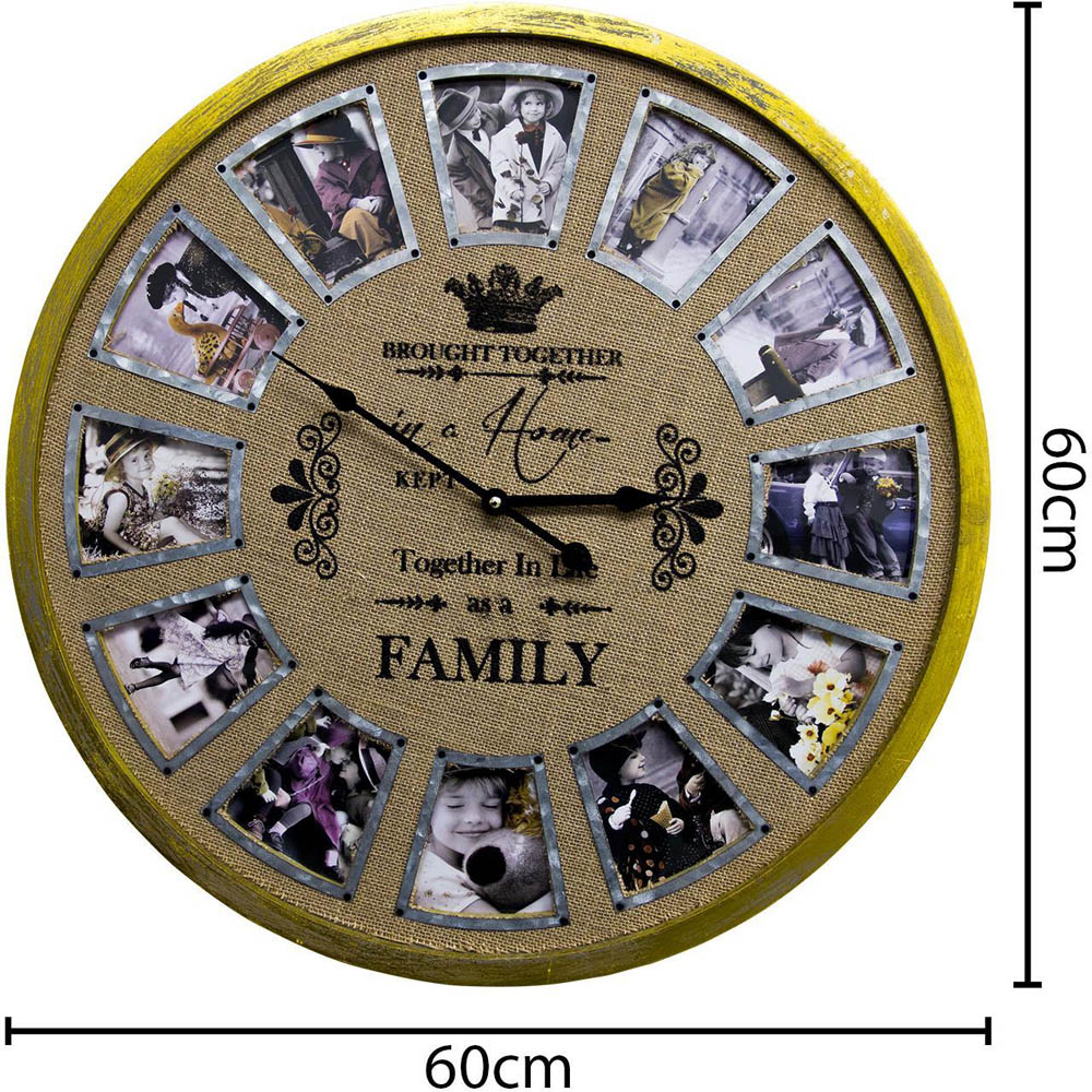 WALPLUS Family Photo Frame Timber Wall Clock 60cm Image 8