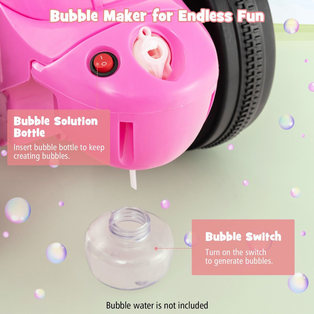 Costway Pink Kids Ride On Electric Motorcycle with Bubble Maker Image 5