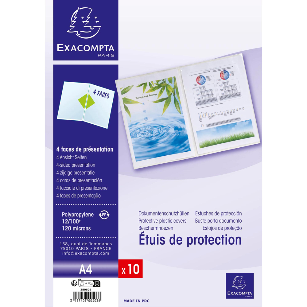 Exacompta Crystal PP A4 Double Sided Protective Sleeves 1.2mm 5 Pack Image 2