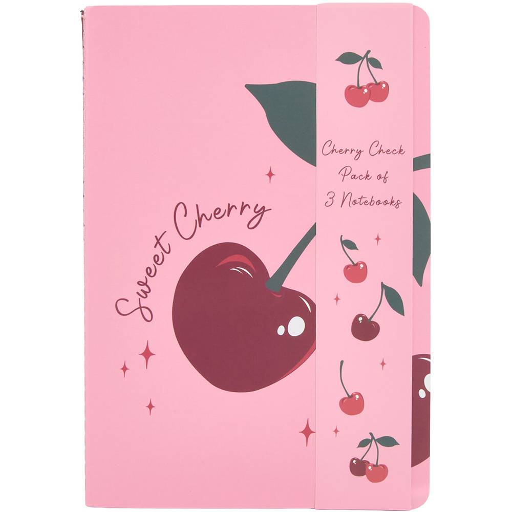 wilko Pack of 3 Cherry Check Notebooks Image 2