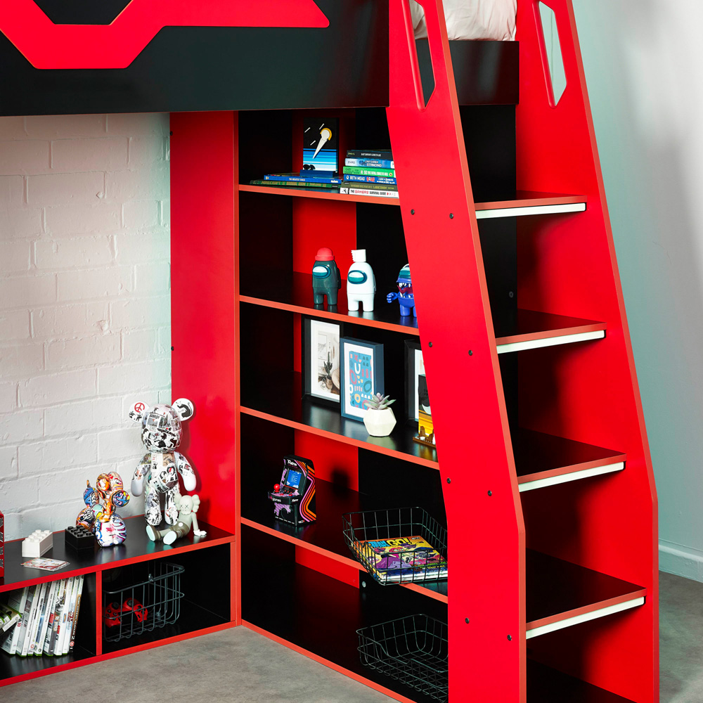 Julian Bowen Eagle Single Black and Red Gaming High Sleeper Bed Image 7