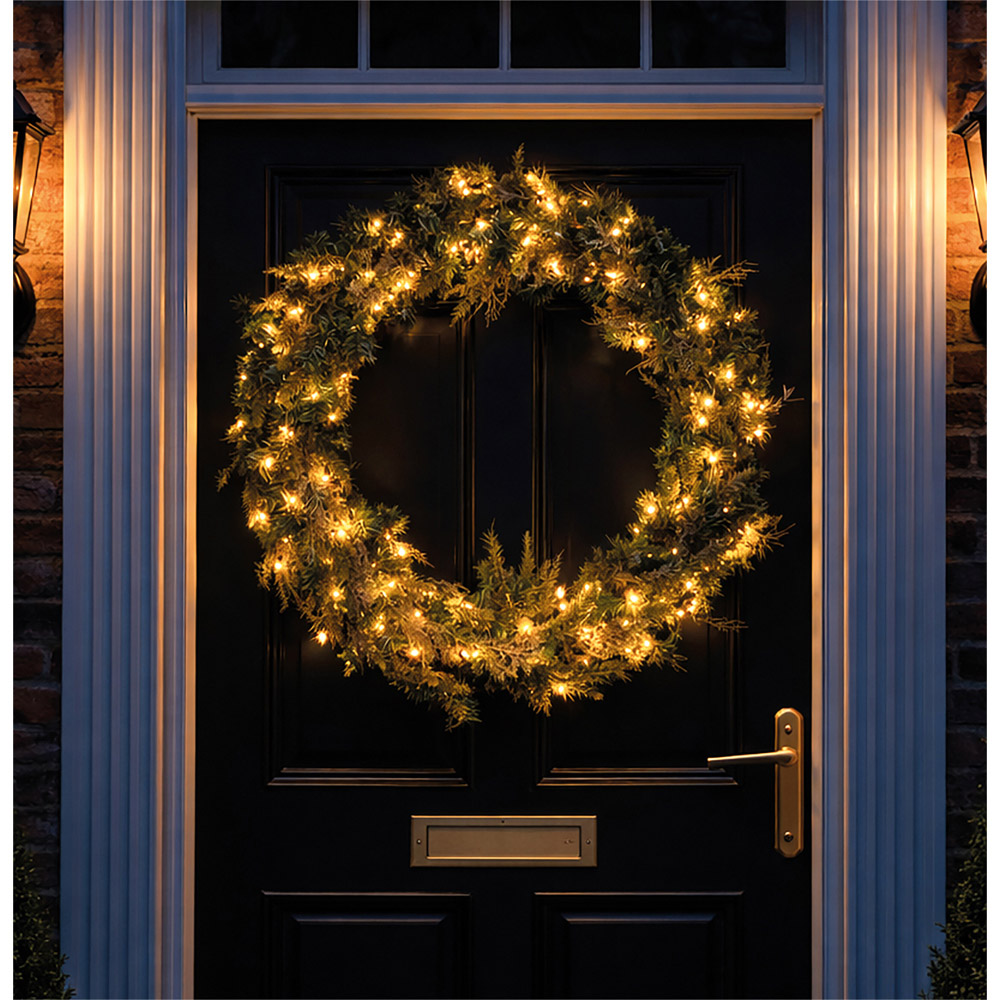 Xmas Haus 150 Warm White LED Christmas Wreath 80cm Image 2
