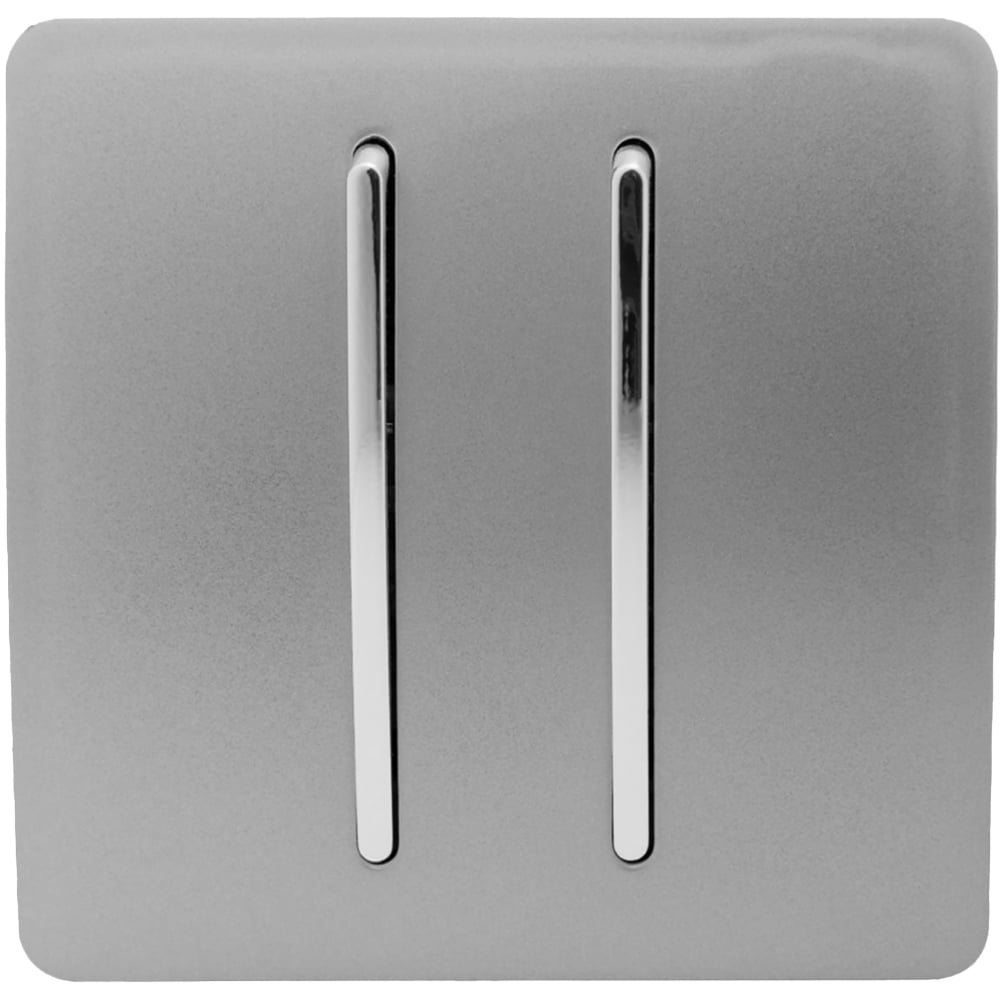 Trendi Switch 2 Gang 10amp Light Grey Rocker Light Switch Image 1