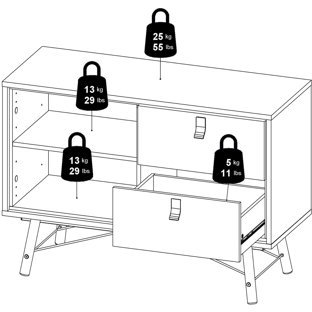 Florence Ry Single Door 2 Drawer Matt White Sideboard Image 9