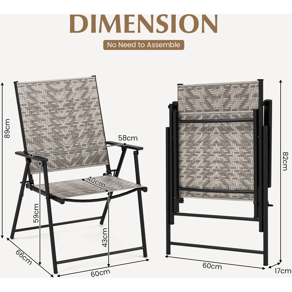 Costway Set of 2 Grey Folding Chairs with Armrests Image 9