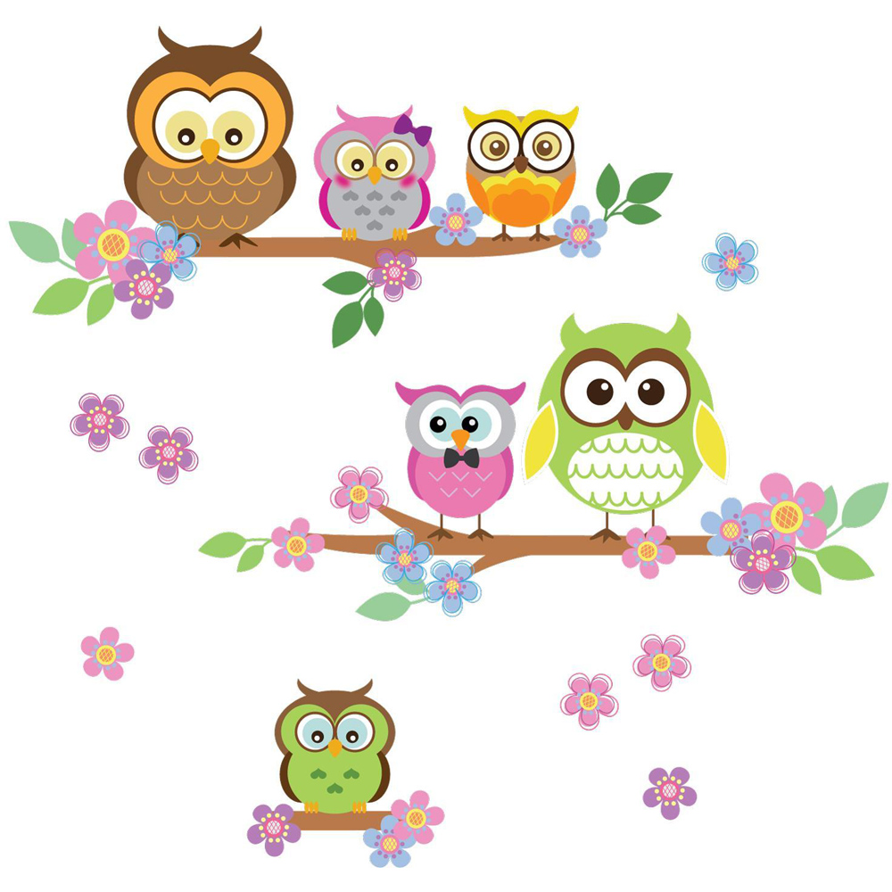 Walplus Kids Owl Flower Tree Self Adhesive Wall Stickers Image 5