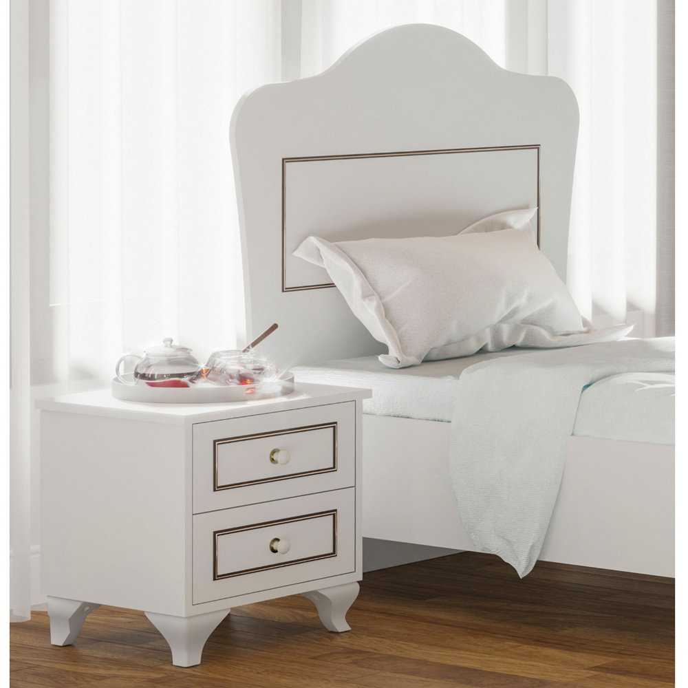 Evu CLEMENT 2 Drawer White Bedside Table Image 4
