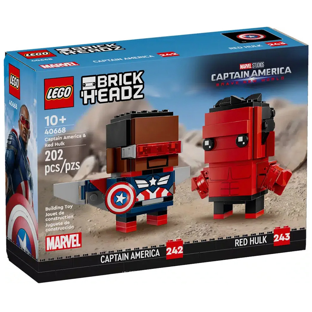 LEGO BrickHeadz 40668 Captain America and Red Hulk Building Set 202 Piece Image 1