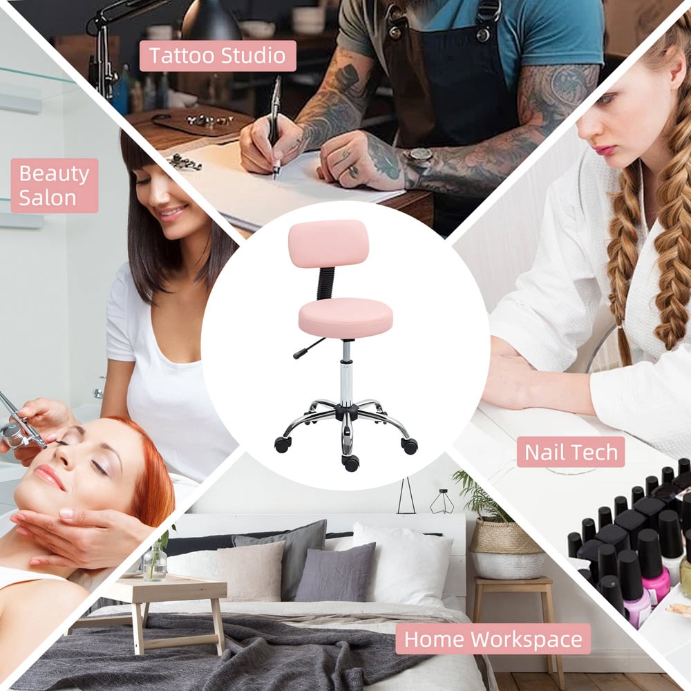 Portland Pink Faux Leather Swivel Salon Chair Image 8