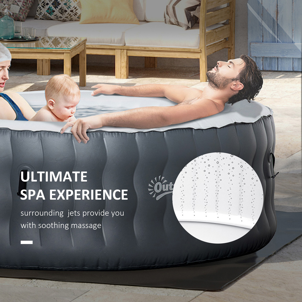 Outsunny Light Grey Round Inflatable Hot Tub with Pump Image 5