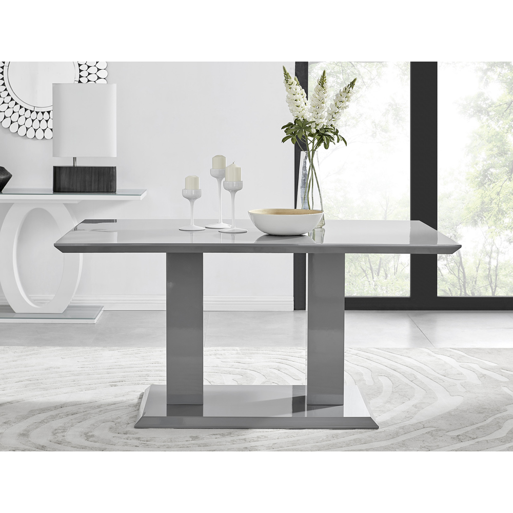 Furniturebox Molini Fontana 6 Seater Dining Set Grey Gloss Elephant Grey and Chrome Image 5