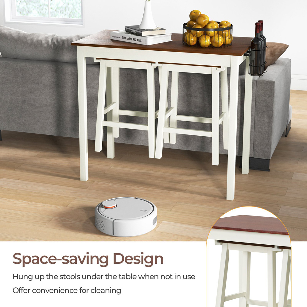 Costway 2 Seater Bar Table Set Cream White Image 5