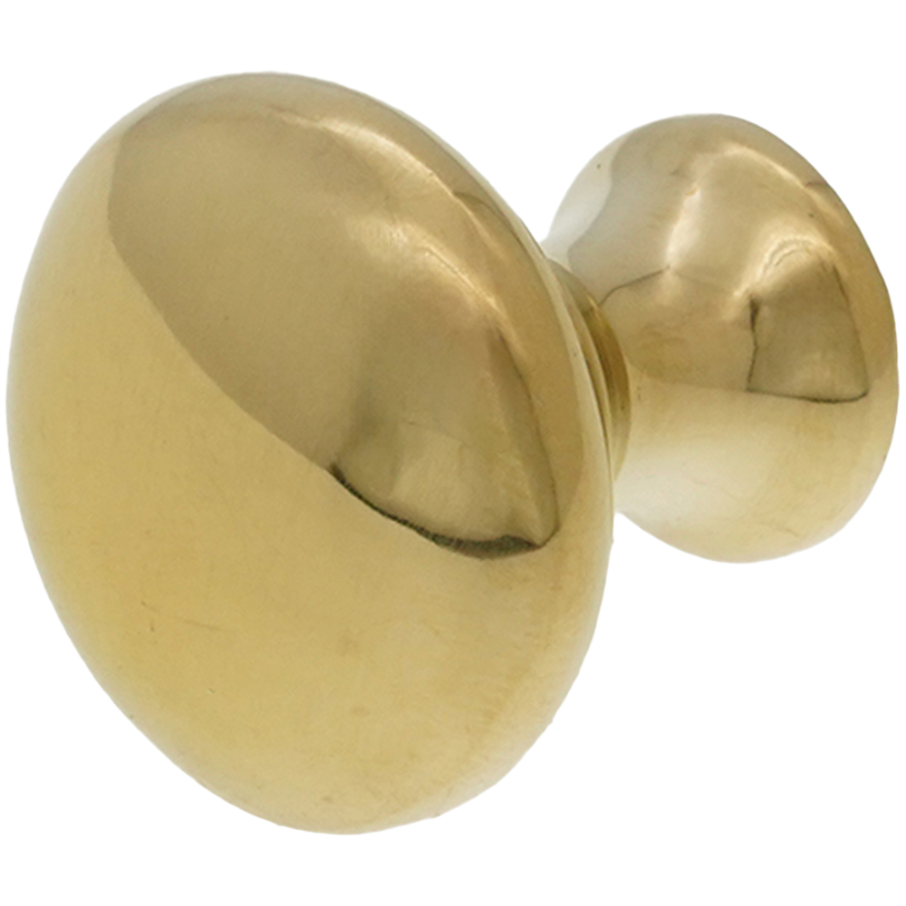 Spira Brass Mushroom Polished Brass Unlacquered Small 25mm Cupboard Knob Image 1