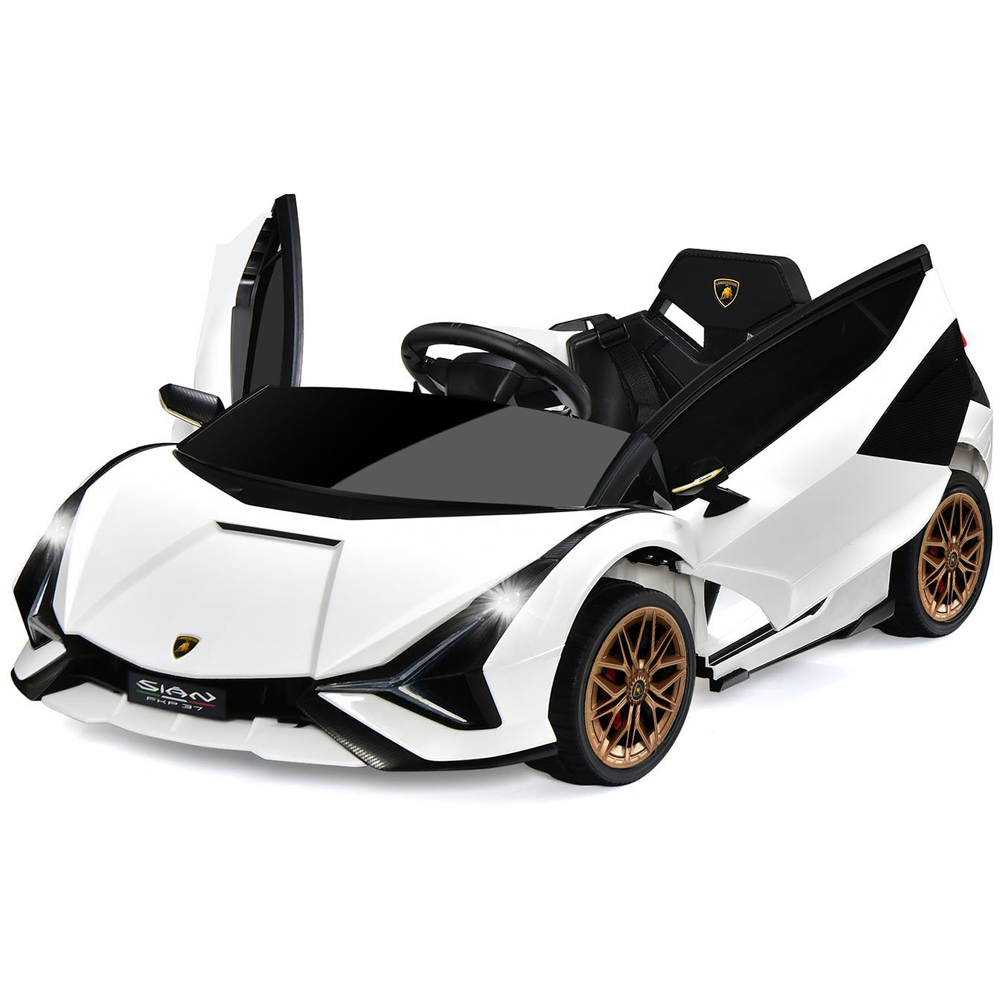 Costway Kids White Electric Ride On Car with Remote Control and LED Lights 12V Image 3