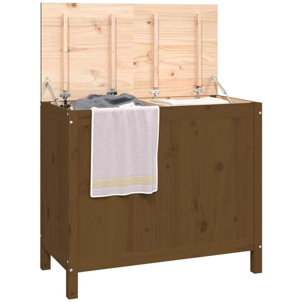 vidaXL Honey Brown Solid Pine Wood Laundry Basket 88.5 x 44 x 76cm Image 3