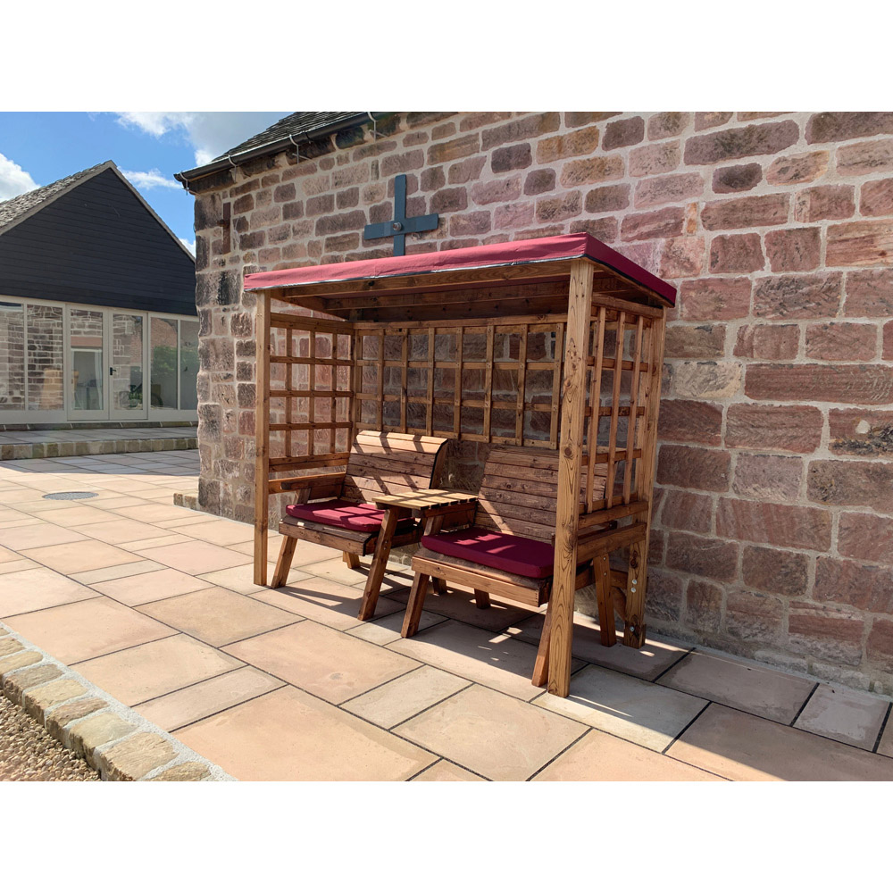 Charles Taylor Henley 2 Seater Arbour with Burgundy Roof Cover Image 7