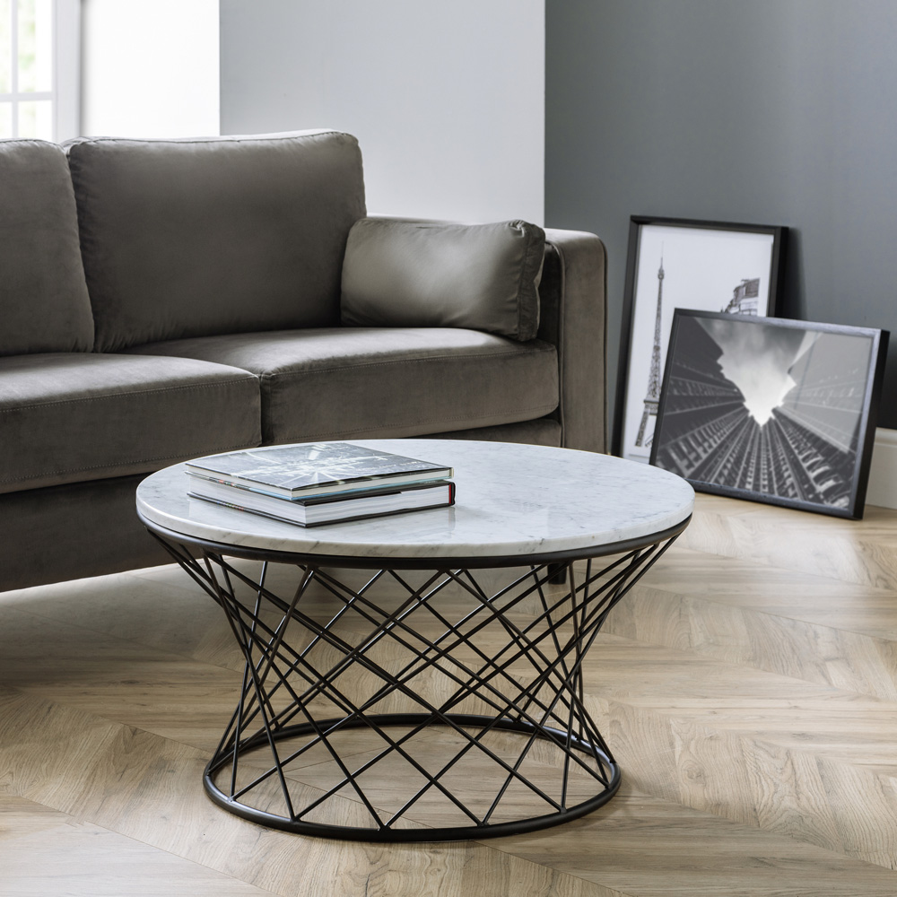 Julian Bowen Trevi Real Marble Round Wire Coffee Table Image 6