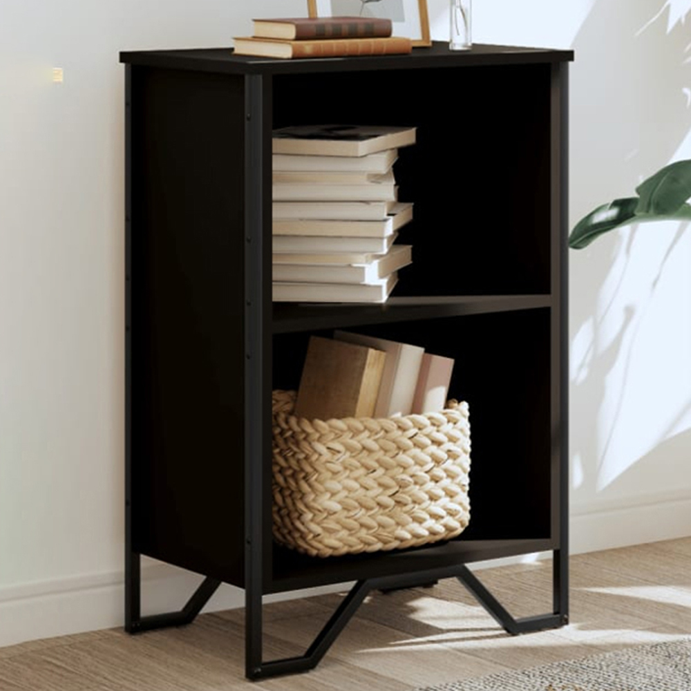 vidaXL 2 Shelf Black Bookcase Image 1