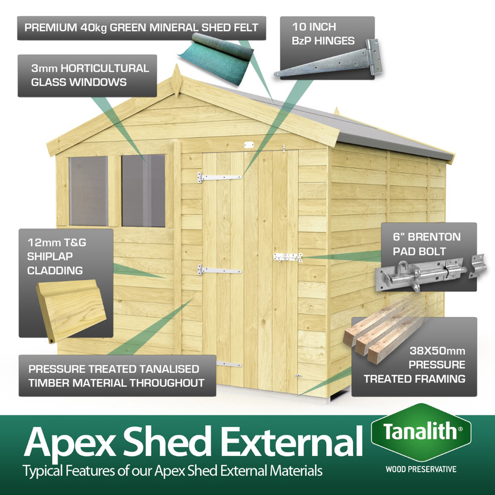 DIY Sheds 7 x 19ft Tongue and Groove Timber Apex Security Garden Shed Image 8