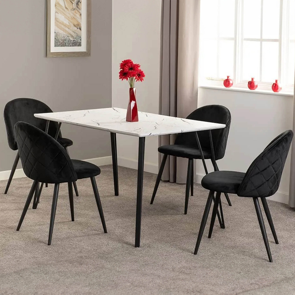 Seconique Marlow Set of 4 Black Velvet Dining Chair Image 1