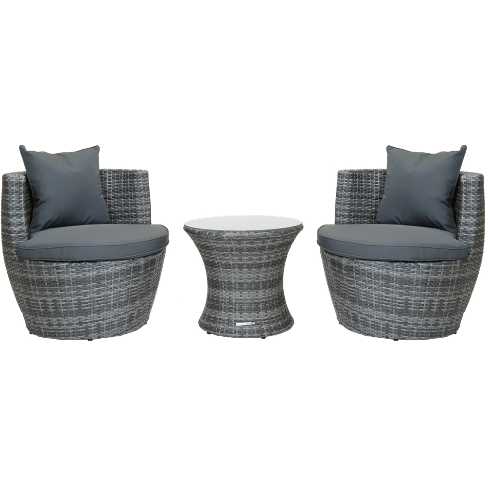Charles Bentley Rattan Effect 2 Seater Stacking Bistro Set Grey Image 2