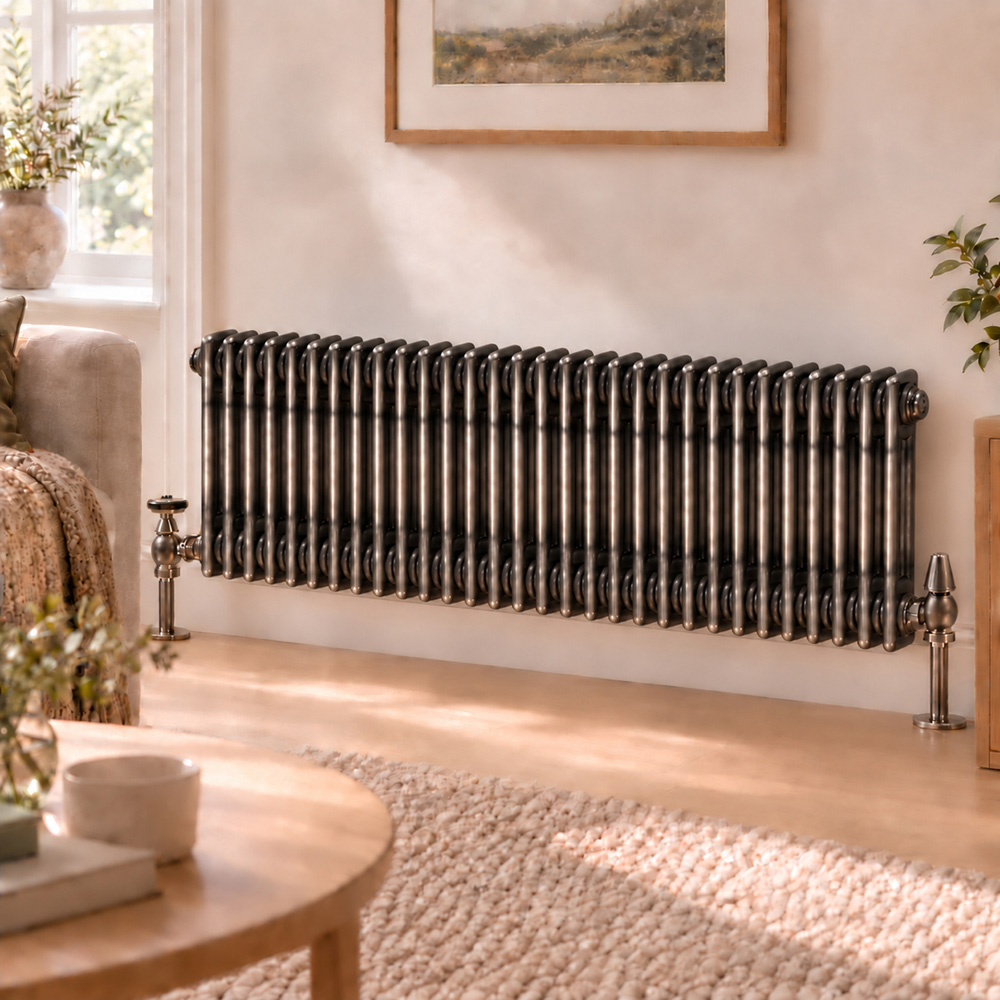 Go Bathrooms Clarence Raw Metal 2 Column Radiator 300 x 1370mm Image 2