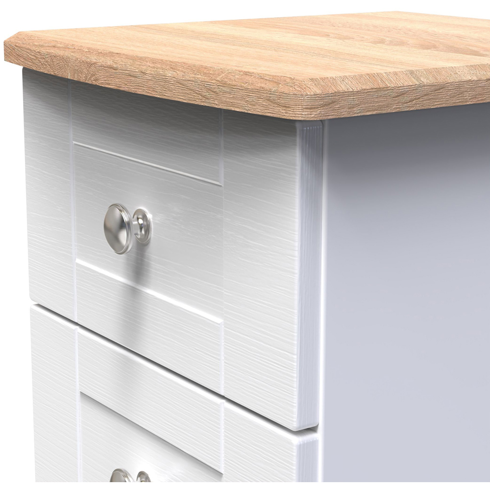 Crowndale Sussex 3 Drawer White Ash and Bardolino Oak Bedside Table Ready Assembled Image 5