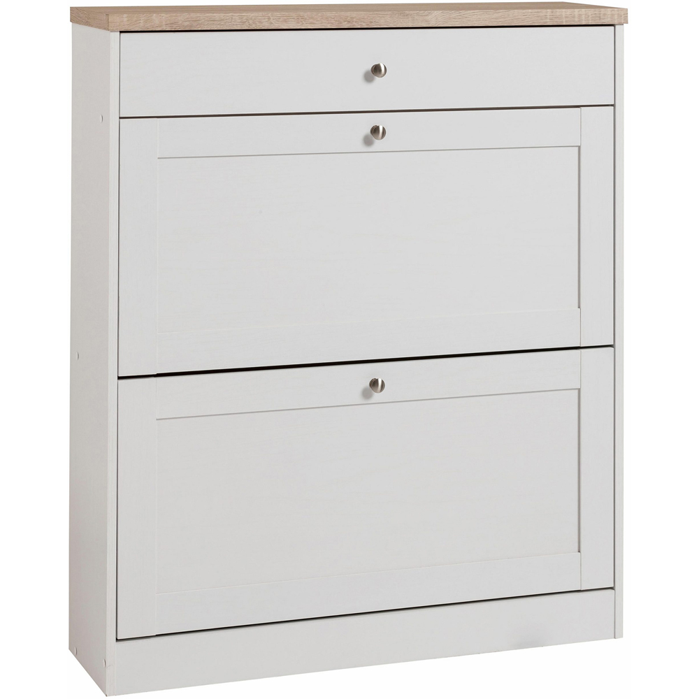 Loft24 HEIDE 2 Flip Door Single Drawer Oak Shoe Cabinet Image 2