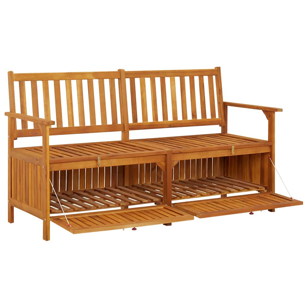 vidaXL 2 Seater Brown Solid Acacia Wood Garden Storage Bench Image 3