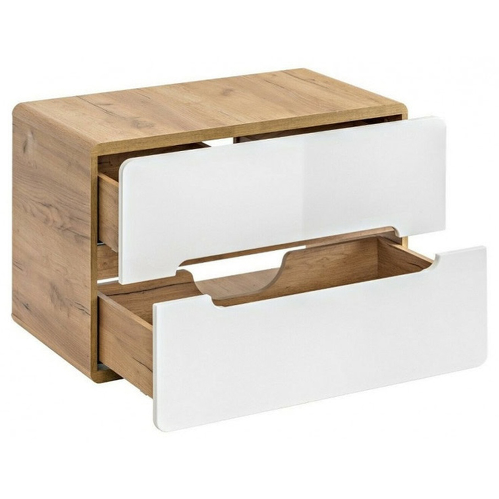 Impact Furniture Aruba White Gloss and Oak Wall Mounted Bathroom Cabinet with Sink 800mm Image 2
