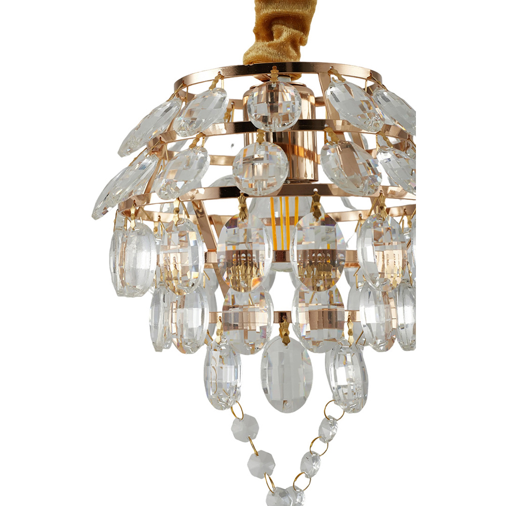 Living and Home Gold Iron Crystal E27 LED Pendant Light Image 5