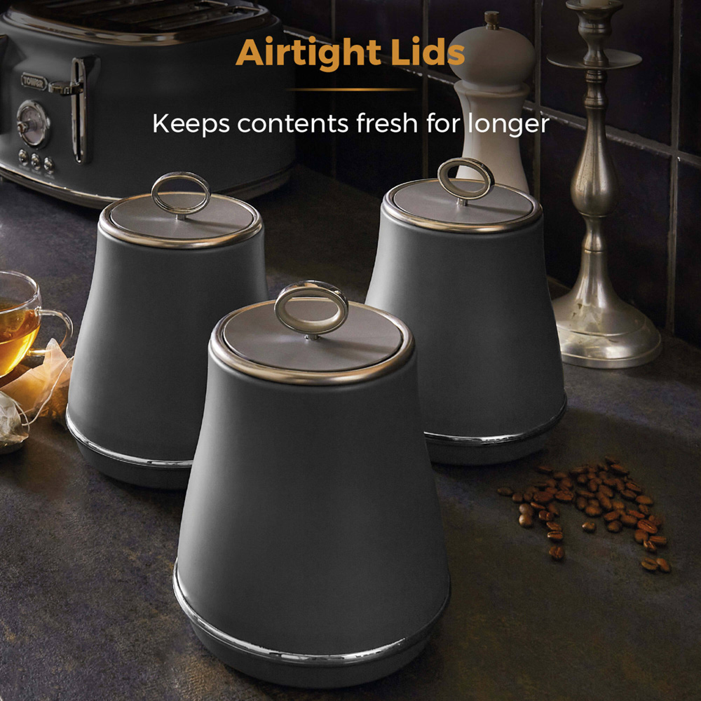 Tower Renaissance 3 Piece Grey and Chrome Canisters Set Image 5