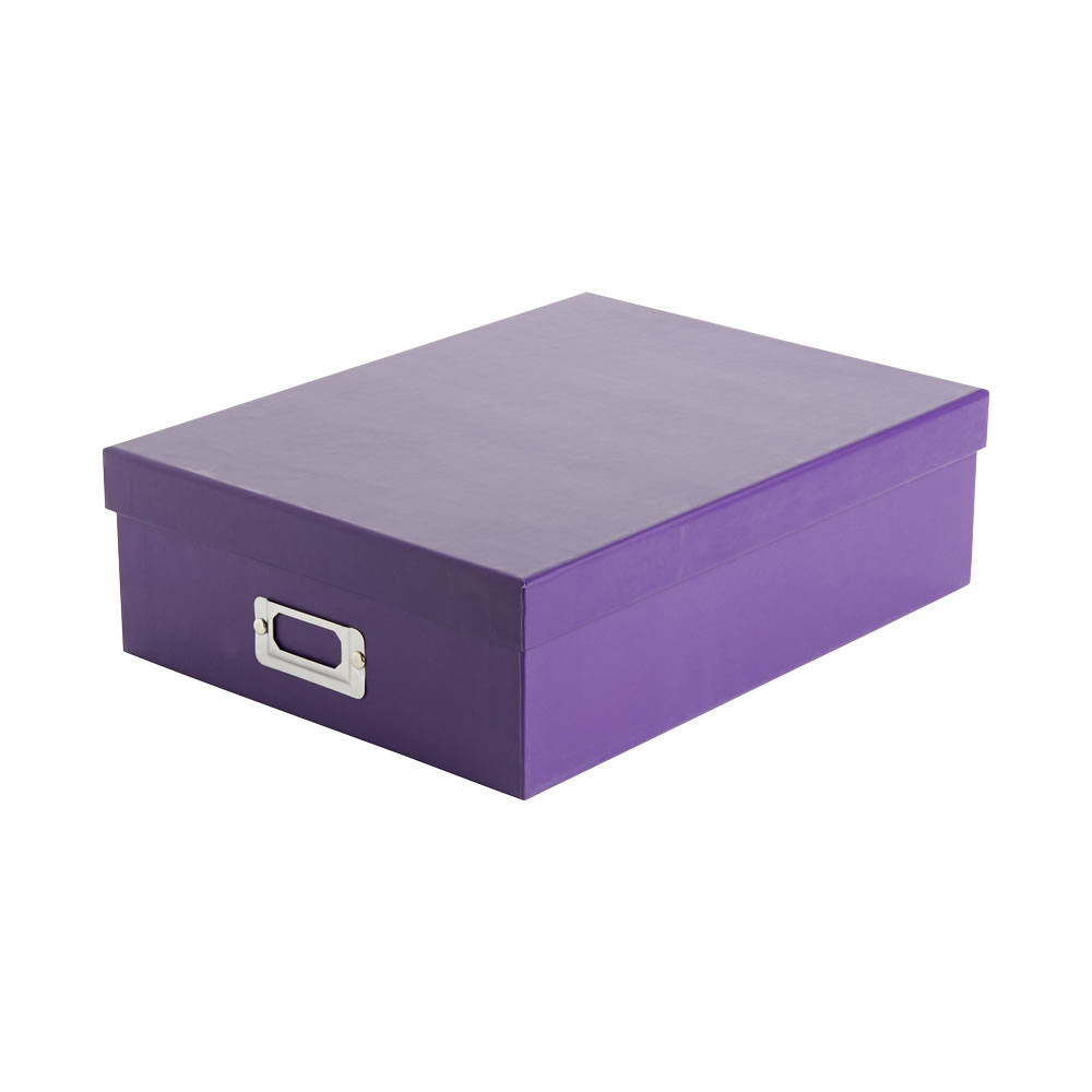 Wilko Storage Box With Lid Purple A4 Image