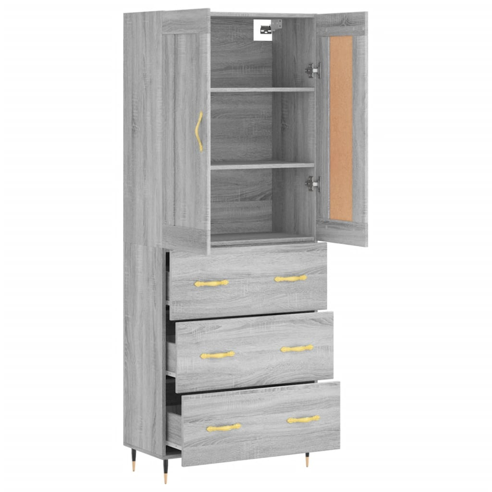 vidaXL 2 Door 3 Drawer Grey Sonoma Highboard Image 3