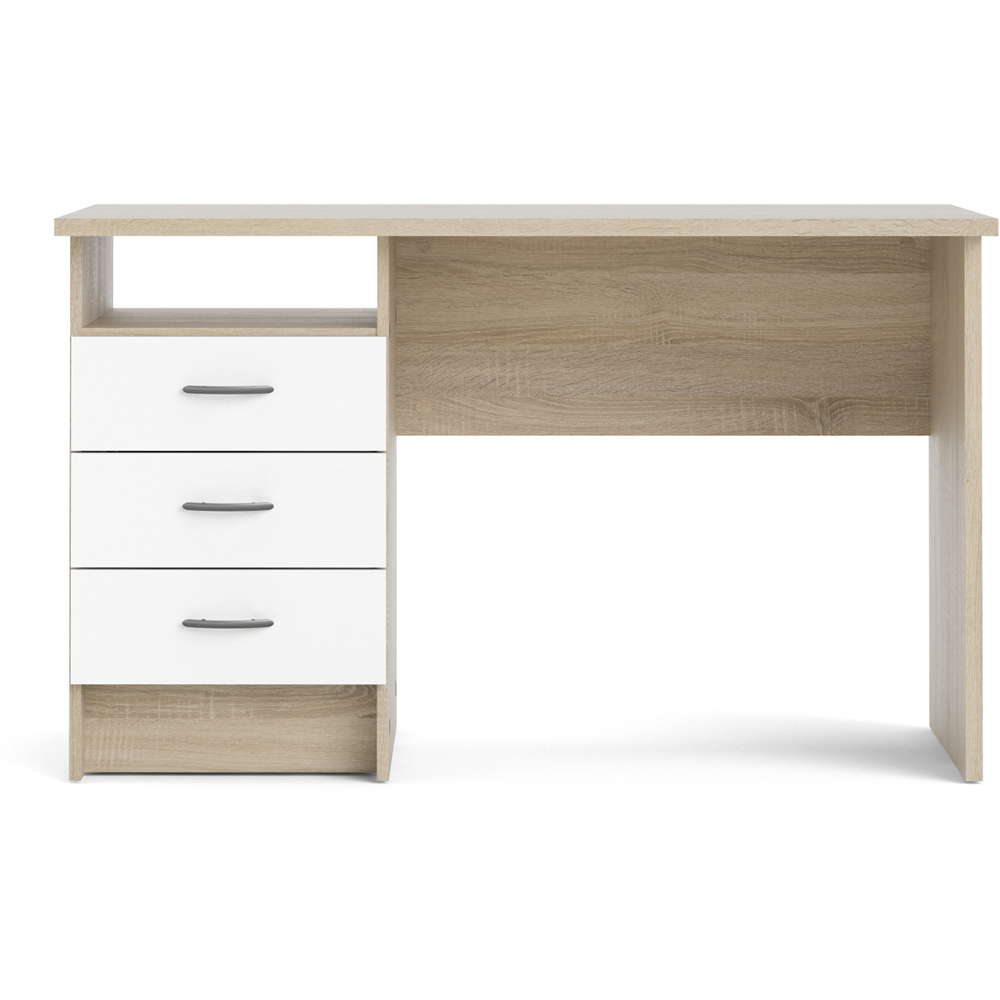 Florence Function Plus 3 Drawer Desk White and Oak Image 3