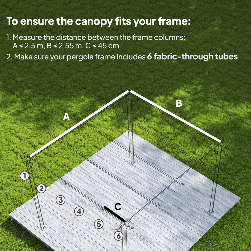 Outsunny 3 x 3m Tan Retractable Pergola Cover Image 7