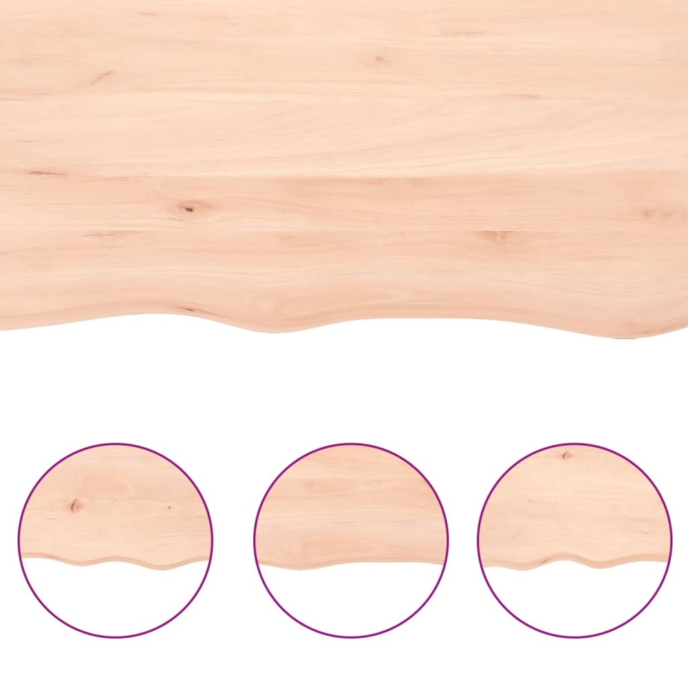vidaXL 40cm Natural Untreated Solid Oak Wood Floating Wall Shelf Image 4