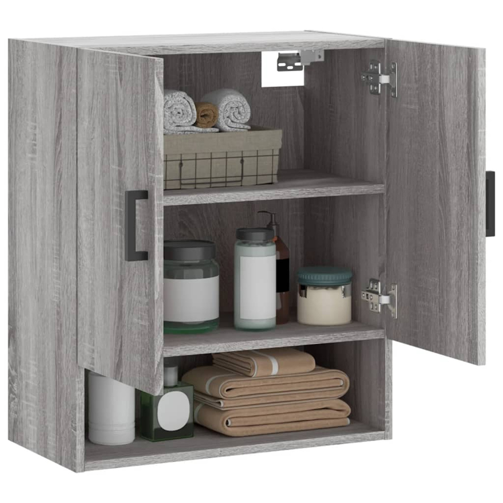 vidaXL 2 Door Single Shelf Grey Sonoma Wall Cabinet Image 4