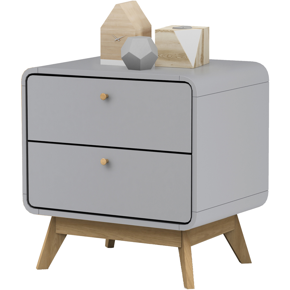 Loft24 Cassie 2 Drawer Grey Nightstand Image 5