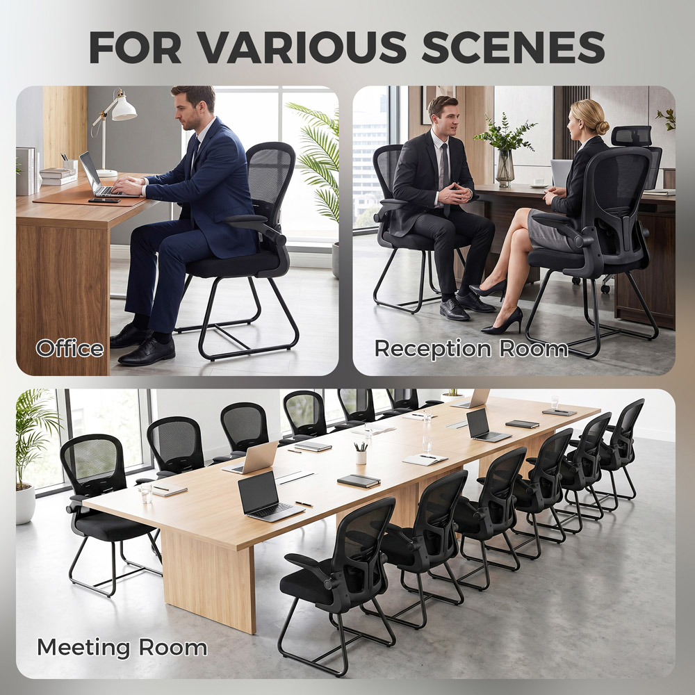 HOMCOM Black Reception Office Chair with Flip-up Armrest Image 6