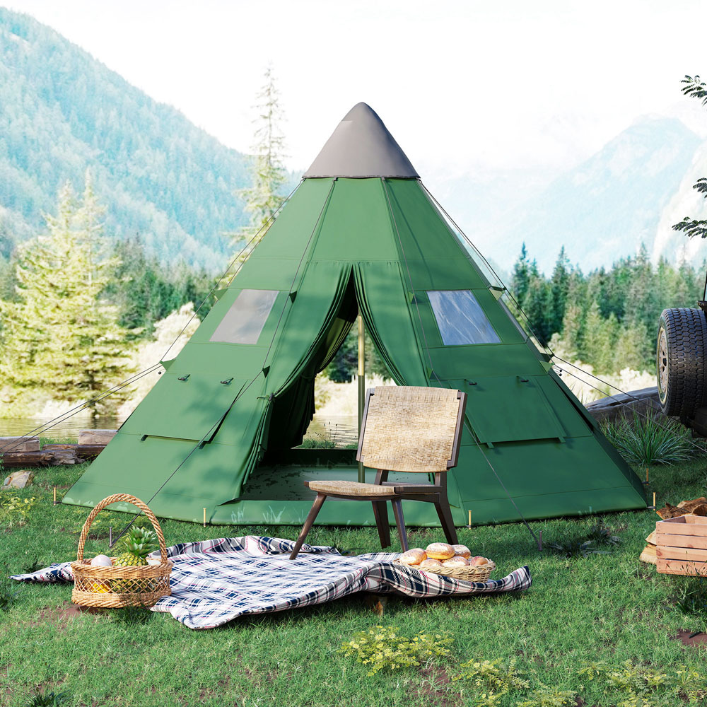 Outsunny 6-7 Person Camping Tent Green Image 8