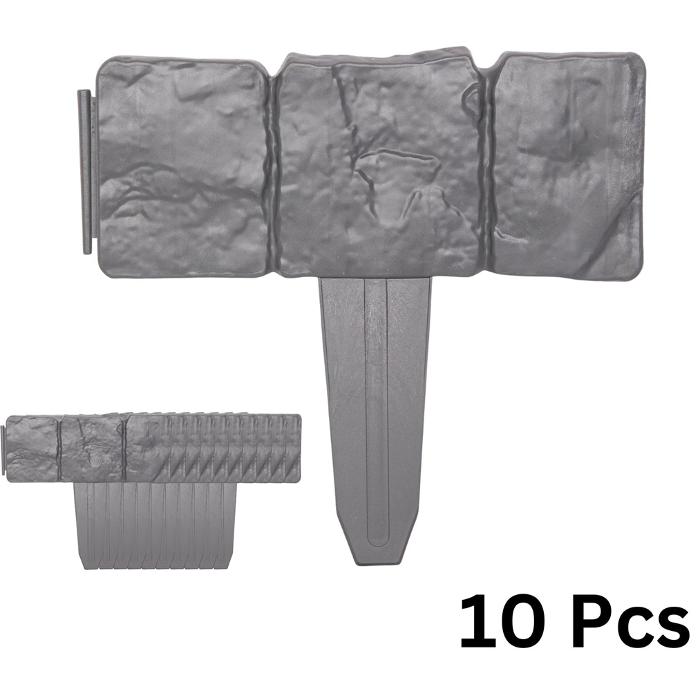Samuel Alexander 10 Piece Grey Cobble Stone Effect Garden Edging Border Image 3