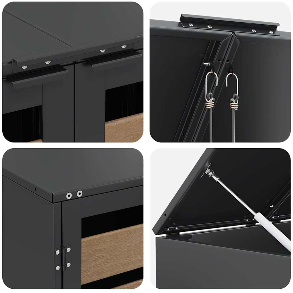 vidaXL Anthracite 2 Wheelie Bin Storage Shed with HDPE Door Image 8