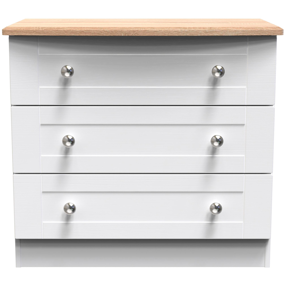 Crowndale Sussex 3 Drawer White Ash and Bardolino Oak Chest of Drawers Ready Assembled Image 3