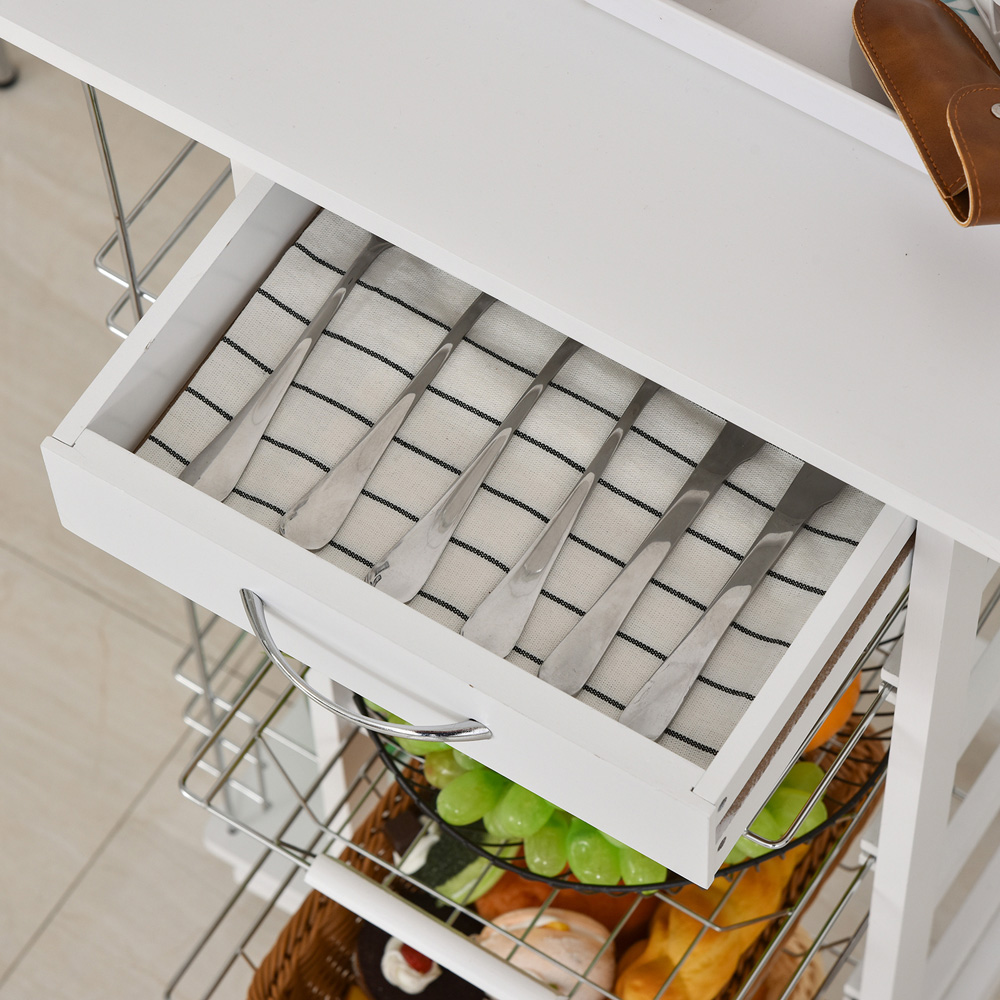 HOMCOM White Multi Rolling Kitchen Cart Image 4