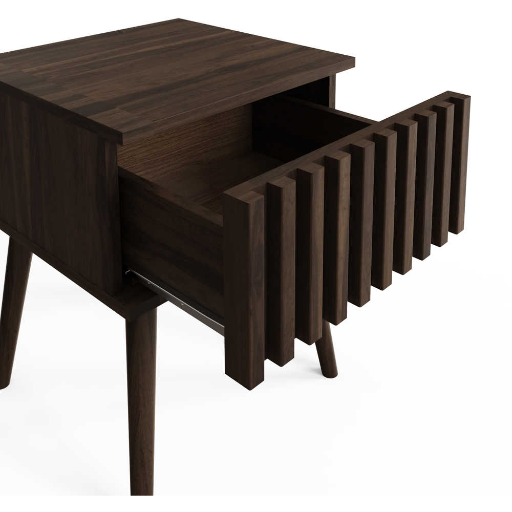 GFW Rowan Single Drawer Walnut Slatted Compact Lamp Table Image 5